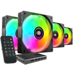 Pack 4 Ventiladores Mars Gaming MF-SI4KIT- 12cm + HUB + Mando a Distancia- ARGB