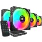 Pack 4 Ventiladores Mars Gaming MF-SI4KIT- 12cm + HUB + Mando a Distancia- ARGB