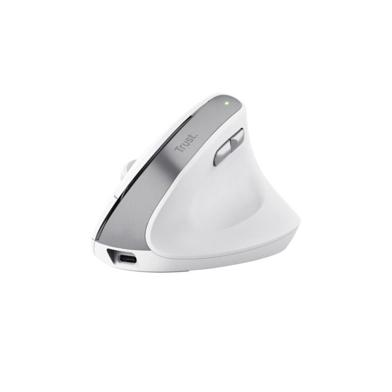 Ratón Vertical Inalámbrico Trust Bayo II- Batería recargable- Hasta 2400 DPI- Blanco