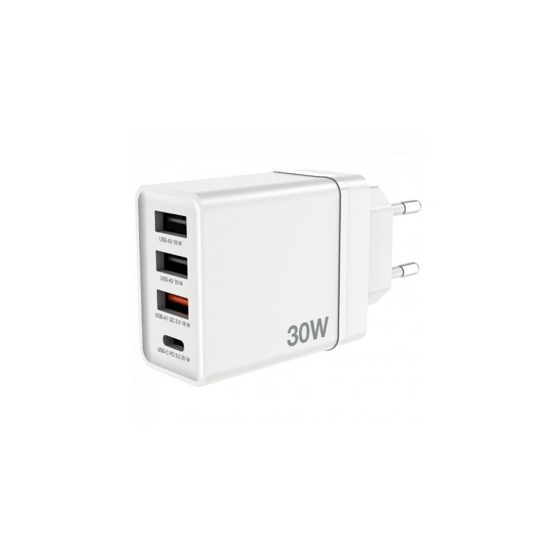 Cargador de Pared GaN Verbatim CHR-30EU2- 1xUSB Tipo-C- 3xUSB- 30W Cargador de Pared GaN Verbatim CHR-30EU2- 1xUSB Tipo-C- 3xUSB- 30W