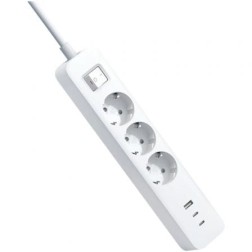 Regleta con Interruptor Xiaomi 20W Power Strip- 3 Tomas de Corriente- 1 USB- 2 USB Tipo-C- Cable 1-4m- Blanca