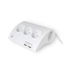 REGLETA EWENT 5 TOMAS SHUKO BLANCA 16A SOBREMESA CON 2 PUERTOS USB 1-5M