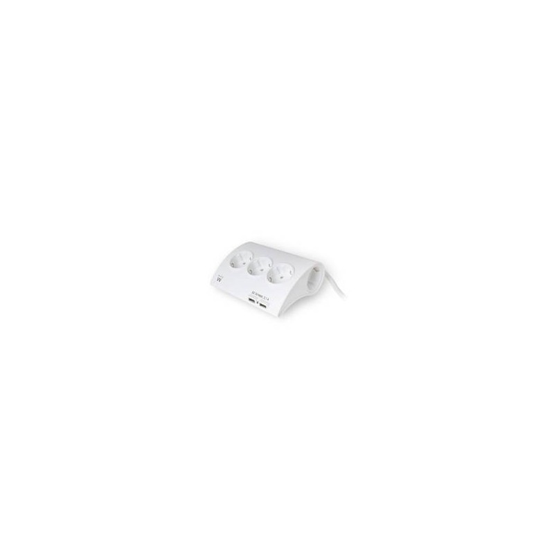 REGLETA EWENT 5 TOMAS SHUKO BLANCA 16A SOBREMESA CON 2 PUERTOS USB 1-5M