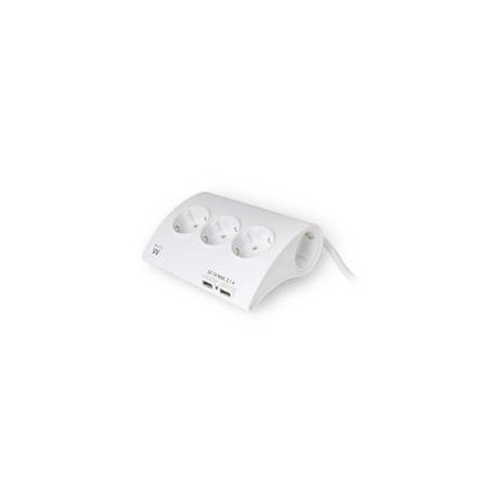 REGLETA EWENT 5 TOMAS SHUKO BLANCA 16A SOBREMESA CON 2 PUERTOS USB 1-5M