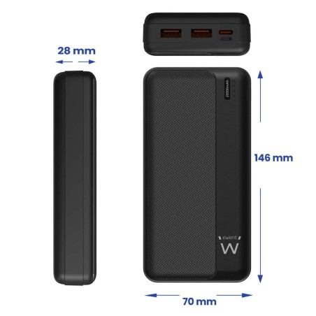 POWER BANK EWENT 20-000MAH PD22-5W 1XUSB-C 1X MICROUSB(IN) 1XTYPE-C 2XUSB-A(OUT)