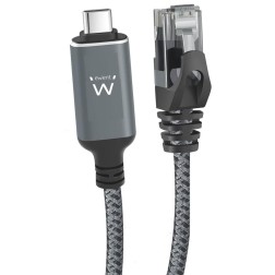 CABLE CONVERTIDOR RED EWENT USB-C 3-1 TO RJ45 CAT6 FTP 1GB GRIS 2M