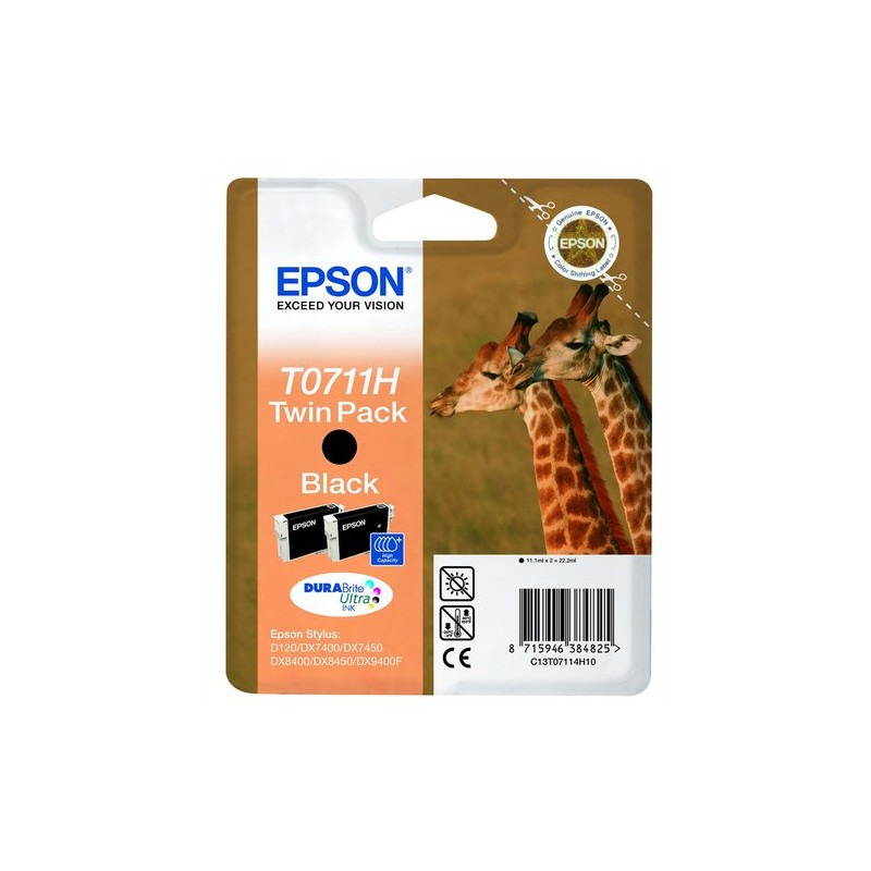 Pack 2 tintas epson c13t07114h10 negro