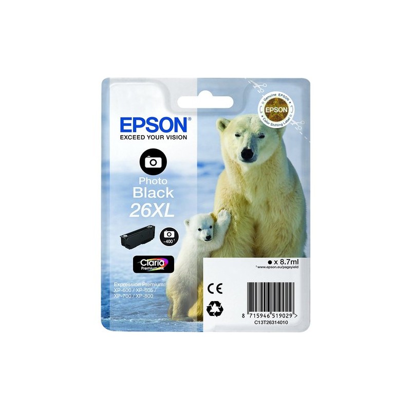 CART-IJ-EPSON T263140 Nº26XL PHOTO NEGRO