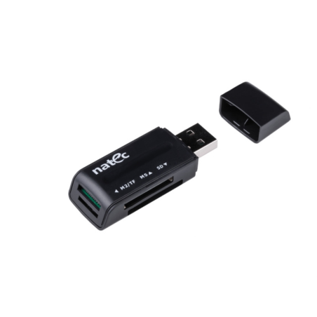 LECTOR DE TARJETAS NATEC MINI ANT 3 SDHC MMC M2 MICROSD USB 2-0 NEGRO
