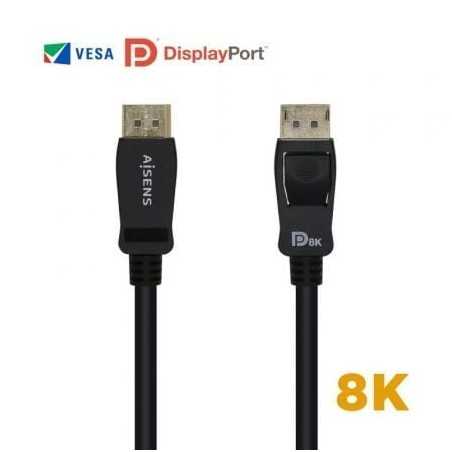 Cable DisplayPort 1-4 8K Aisens A149-0430- DisplayPort Macho - DisplayPort Macho- 50cm- Certificado- Negro