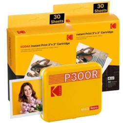 Impresora Portátil Fotográfica Kodak Mini 3 Retro- Tamaño Foto 76-2x76-2mm- Incluye 2x Papel Fotográfico- Amarilla
