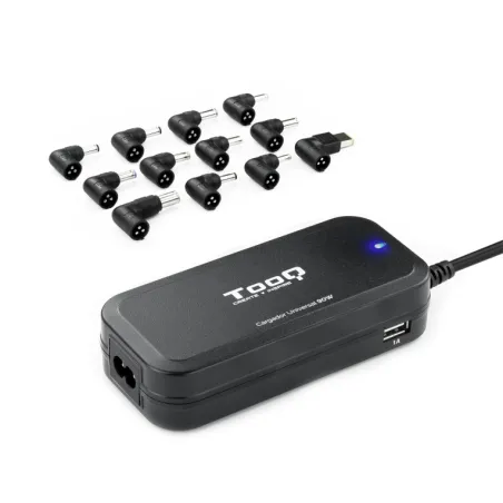 Cargador de Portátil TooQ TQLC-90BS02AT- 90W- 2xUSB- Automático- 12 Conectores- Voltaje 12-20V