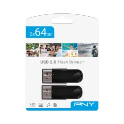 USB 2-0 PNY TWIN PACK 2x64GB ATTACHE 4 NEGRO