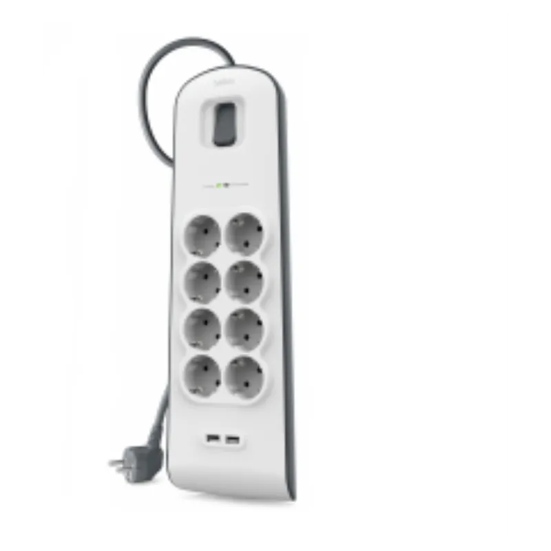 REGLETA BELKIN SURGERSTRIP 8 TOMAS 2x USB- A PROTECCION ANTIPICOS BLANCO MONTABL