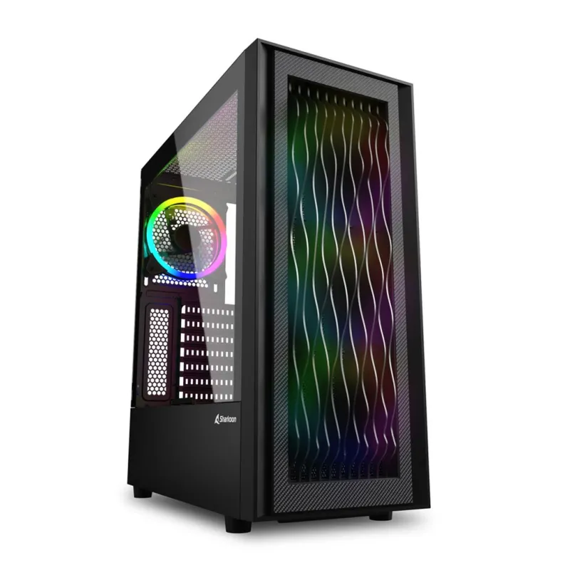 CAJA ATX SHARKOON RGB WAVE 2XUSB3-0 RGB SIN FUENTE NEGRO