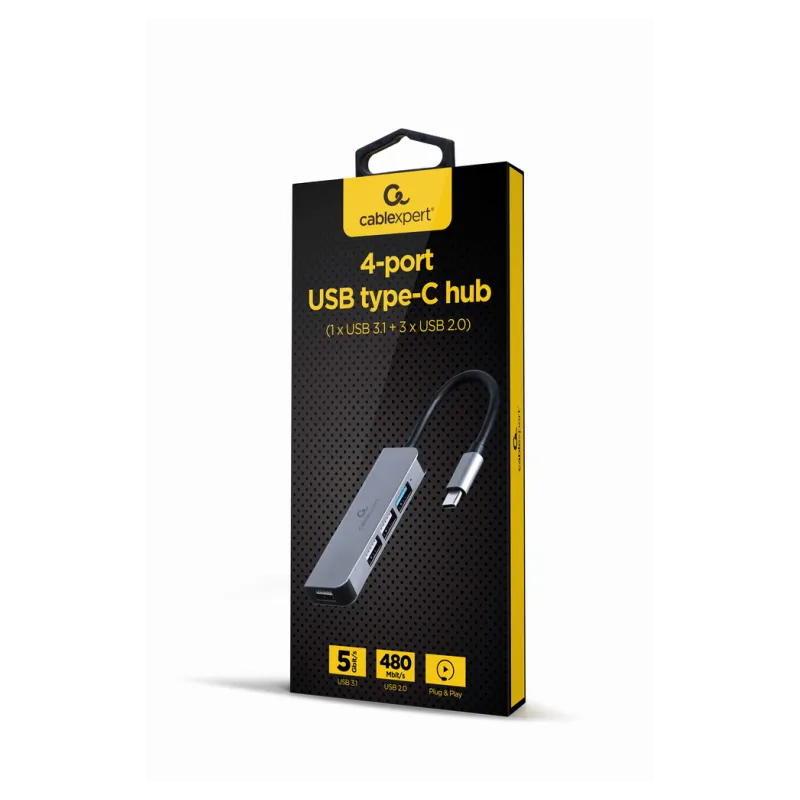 HUB USB GEMBIRD TIPO C DE 4 PUERTOS 1 X USB 3-1 Y 3 X USB 2-0 HUB USB GEMBIRD TIPO C DE 4 PUERTOS 1 X USB 3-1 Y 3 X USB 2-0