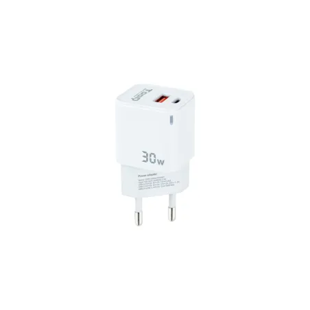 Cargador de Pared GaN TooQ TQWC-GANQCPD30WT- 1xUSB Tipo-C- 1xUSB- 30W