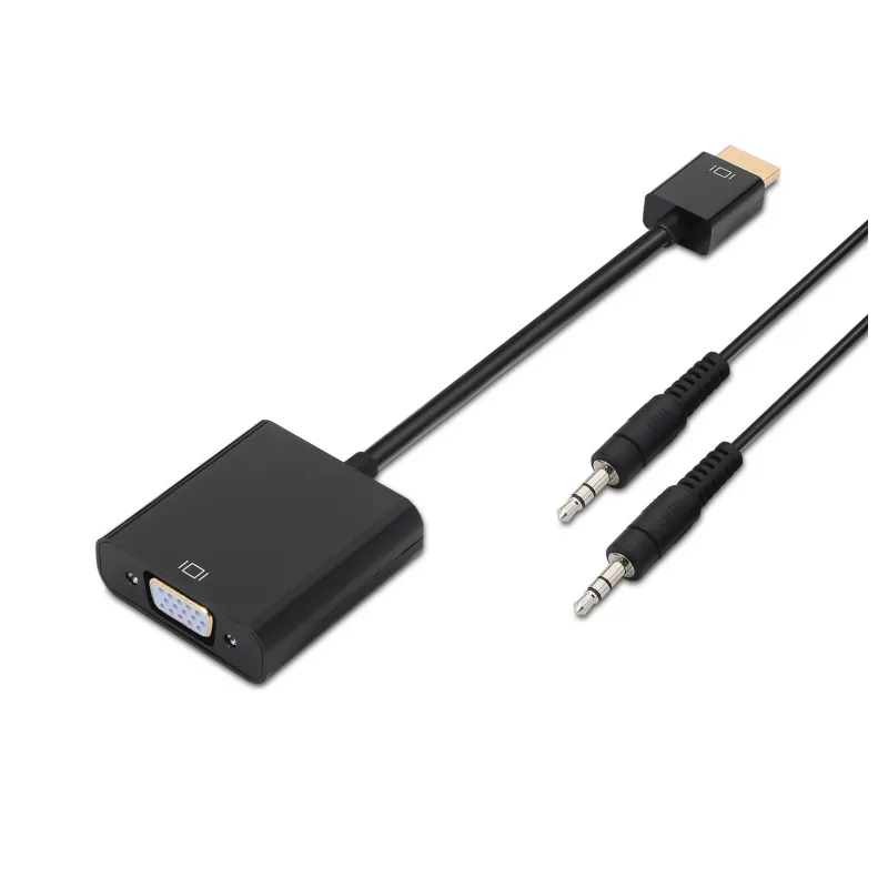 CONVERSOR AISENS HDMI A-M-SVGA-H+JACK 3-5-H NEGRO 10CM+1-0M
