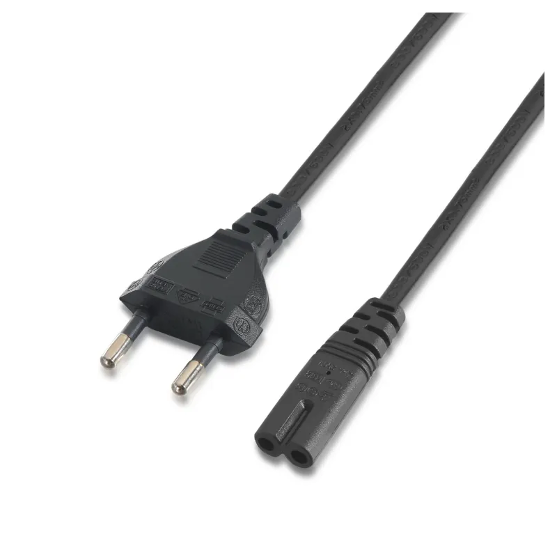 Cable Alimentación Forma 8 Aisens A132-0173- CEE7-16 Macho - C7 Hembra- Hasta 1500W- 1-5m- Negro