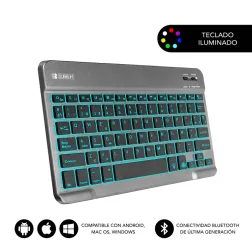 TECLADO SUBBLIM SMART BACKLIT BLUETOOTH RETROILUMINDO GRIS