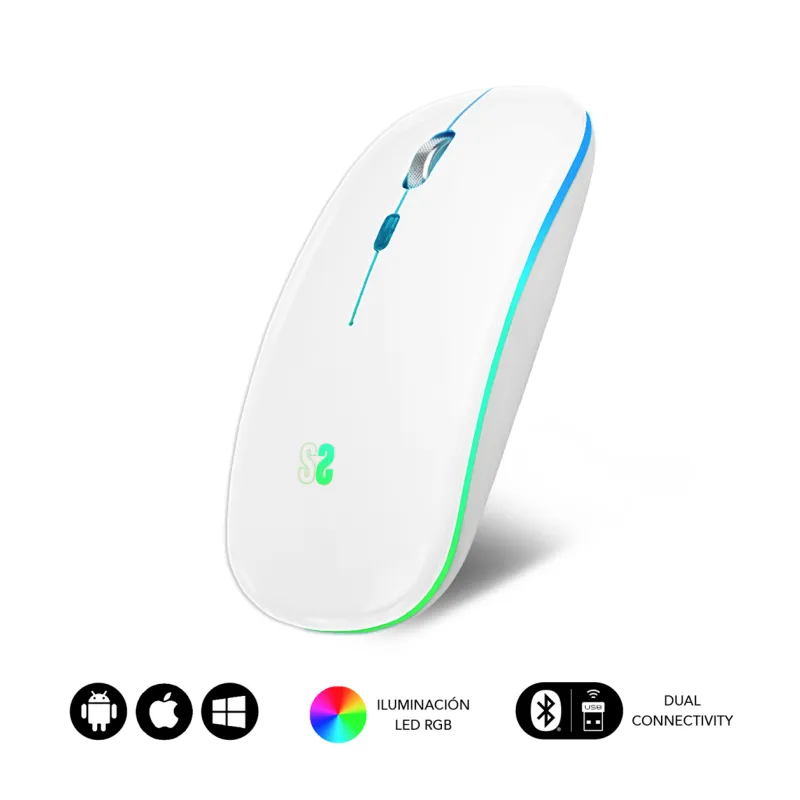 RATON SUBBLIM LED DUAL FLAT RGB WHITE BLUETOOHT BATERIA RECARGABLE RATON SUBBLIM LED DUAL FLAT RGB WHITE BLUETOOHT BATERIA RECARGABLE