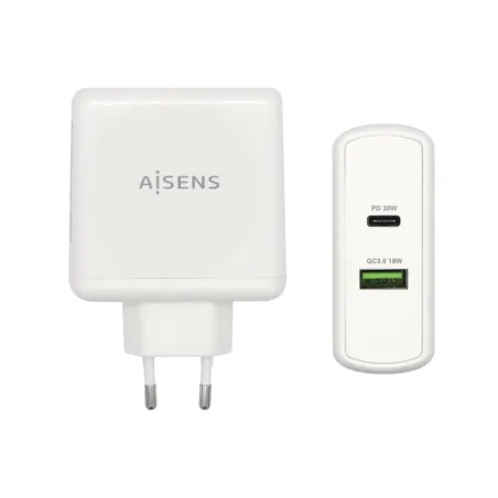 CARGADOR 48W AISENS 1xUSB-C PD3-0 30W 1xUSB-A QC3-0 18W BLANCO