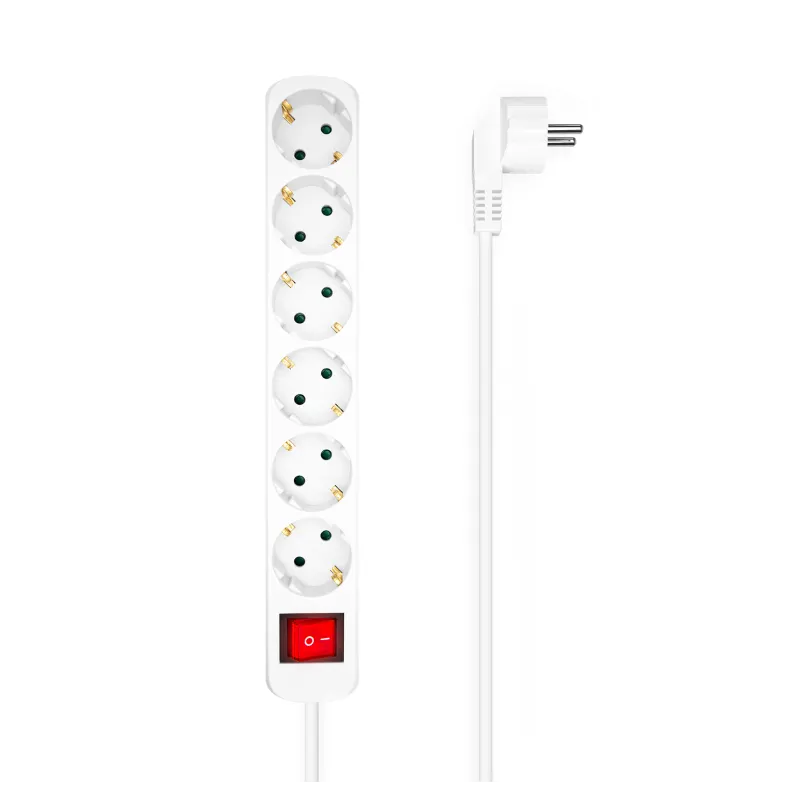 REGLETA AISENS BASE 6 TOMAS INTERRUPTOR CABLE 3x1-5MM2 1-4M BLANCO