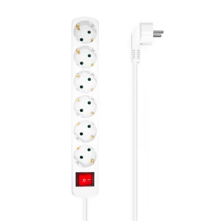 REGLETA AISENS BASE 6 TOMAS INTERRUPTOR CABLE 3x1-5MM2 1-4M BLANCO