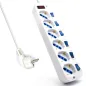 REGLETA EWENT 6 TOMAS SHUKO 16A CON INTERRUPTOR ON-OFF 5M BLANCA