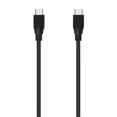Cable USB 3-2 Tipo-C Aisens A107-0703 20GBPS 5A 100W- USB Tipo-C Macho - USB Tipo-C Macho- Hasta 100W- 20Gbps- 1-5m- Negro