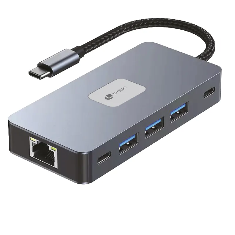 Docking USB Tipo-C Leotec LEDS02- 3xUSB- 1xUSB Tipo-C- 1xUSB Tipo-C PD- 2xHDMI 4K- 1xRJ45- 1xLector Tarjetas SD y MicroSD- Gris