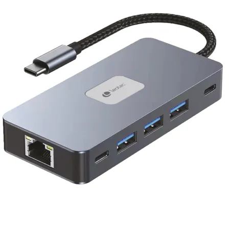 Docking USB Tipo-C Leotec LEDS02- 3xUSB- 1xUSB Tipo-C- 1xUSB Tipo-C PD- 2xHDMI 4K- 1xRJ45- 1xLector Tarjetas SD y MicroSD- Gris