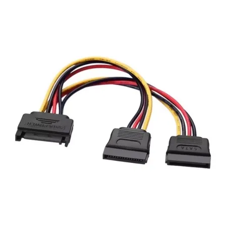 Cable Alimentación Aisens A131-0353- SATA Macho - 2x SATA Hembra- Hasta 54W- 20cm- Negro