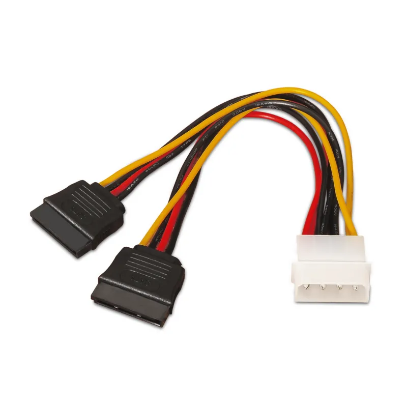 Cable Duplicador de Alimentación Aisens A131-0161- Molex 4 PIN Macho - 2x SATA Hembra- Hasta 54W- 20cm