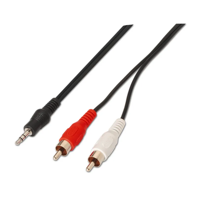 Cable Estéreo Aisens A128-0148- Jack 3-5 Macho - 2x RCA Macho- Hasta 0-1W- 3m- Negro