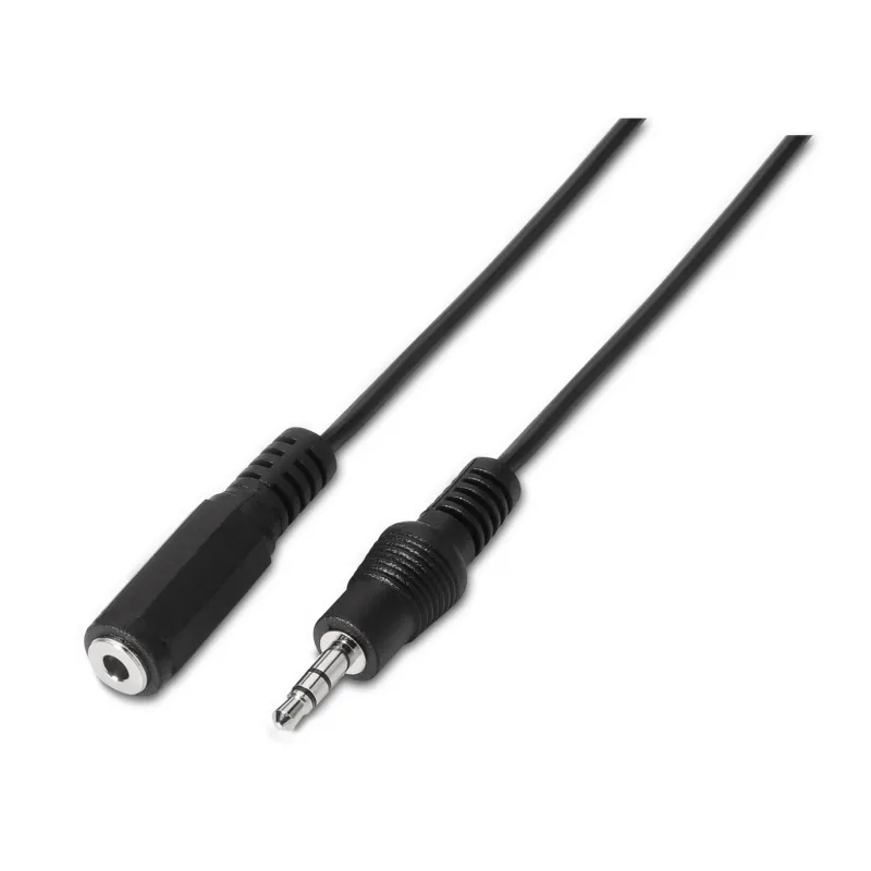 Cable Estéreo Aisens A128-0146- Jack 3-5 Macho - Jack 3-5 Hembra- Hasta 0-1W- 3m- Negro