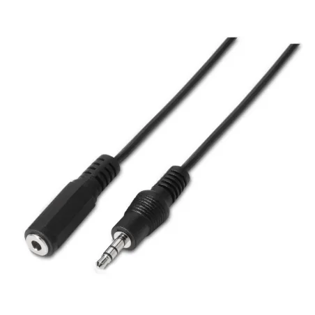 Cable Estéreo Aisens A128-0146- Jack 3-5 Macho - Jack 3-5 Hembra- Hasta 0-1W- 3m- Negro