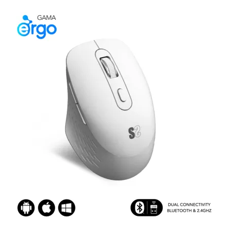 RATON SUBBLIM CURVE ERGO DUAL BLANCO BLUETOOTH BATERIA RECARGABLE