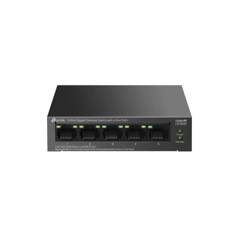 SWITCH TP-LINK LS105GP 5 PUERTOS GIGA CON 4 PUERTOS POE+