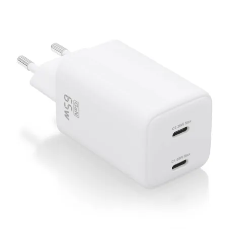 Cargador de Pared GaN Aisens ASCH-65W2P039-W- 2xUSB Tipo-C- 65W