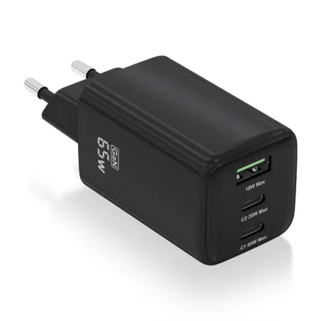 Cargador de Pared GaN Aisens ASCH-65W3P042-BK- 2xUSB Tipo-C- 1xUSB- 65W