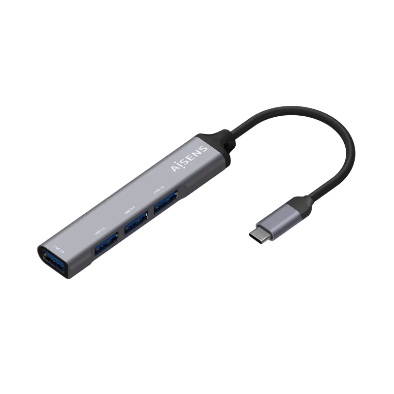 HUB AISENS USB 3-1 USB-C USB-C-M-4XTIPO A-H GRIS 10CM