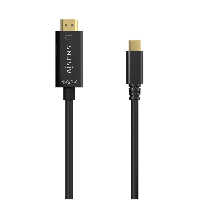Cable Conversor HDMI 4K Aisens A109-0624- USB Tipo-C Macho - HDMI Macho- Hasta 27W- 1250Mbps- 1-8m- Negro