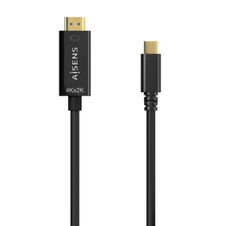 Cable Conversor HDMI 4K Aisens A109-0624- USB Tipo-C Macho - HDMI Macho- Hasta 27W- 1250Mbps- 1-8m- Negro