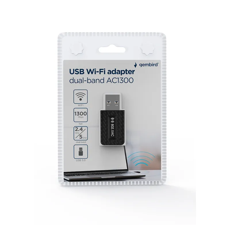ADAPTADOR GEMBIRD WI-FI USB AC1300 DE BANDA DUAL COMPACTO ADAPTADOR GEMBIRD WI-FI USB AC1300 DE BANDA DUAL COMPACTO