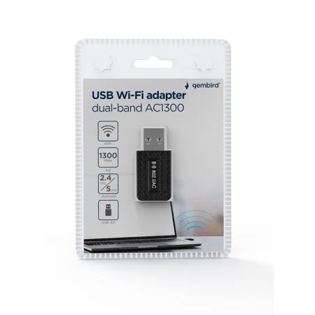 ADAPTADOR GEMBIRD WI-FI USB AC1300 DE BANDA DUAL COMPACTO