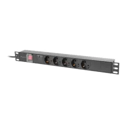 REGLETA LANBERG 1U 16A RACK 19 5X SOCKET SCHUKO NEGRO 2M