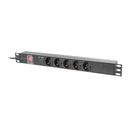REGLETA LANBERG 1U 16A RACK 19 5X SOCKET SCHUKO NEGRO 2M
