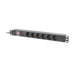 REGLETA LANBERG 1U 16A RACK 19 6X SOCKET SCHUKO NEGRO 2M