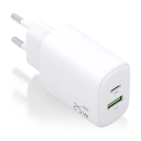 Cargador de Pared GaN Aisens A110-0911- 1xUSB Tipo-C- 1xUSB- 25W- Blanco